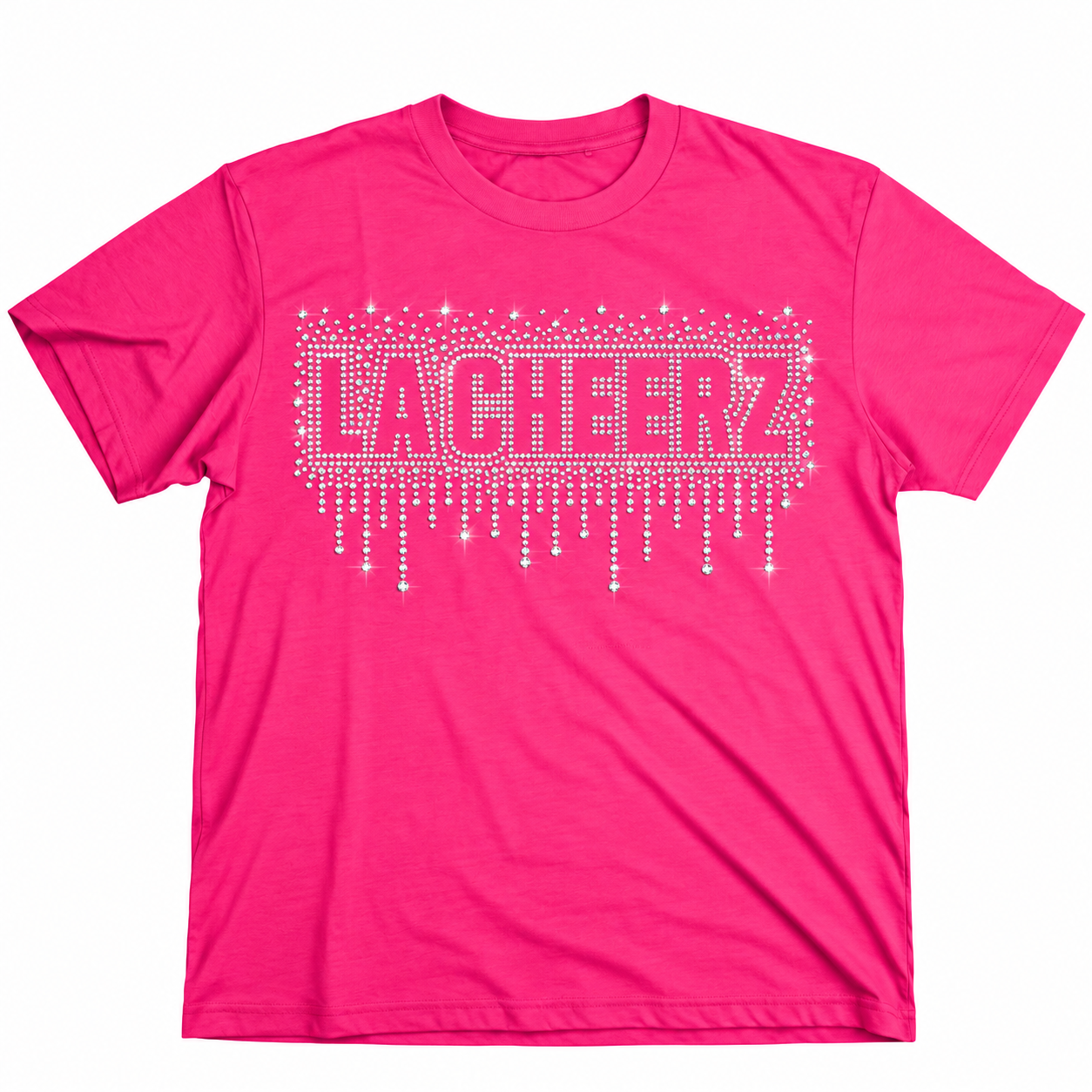 Bright Pink Drip Rhinestone Tee
