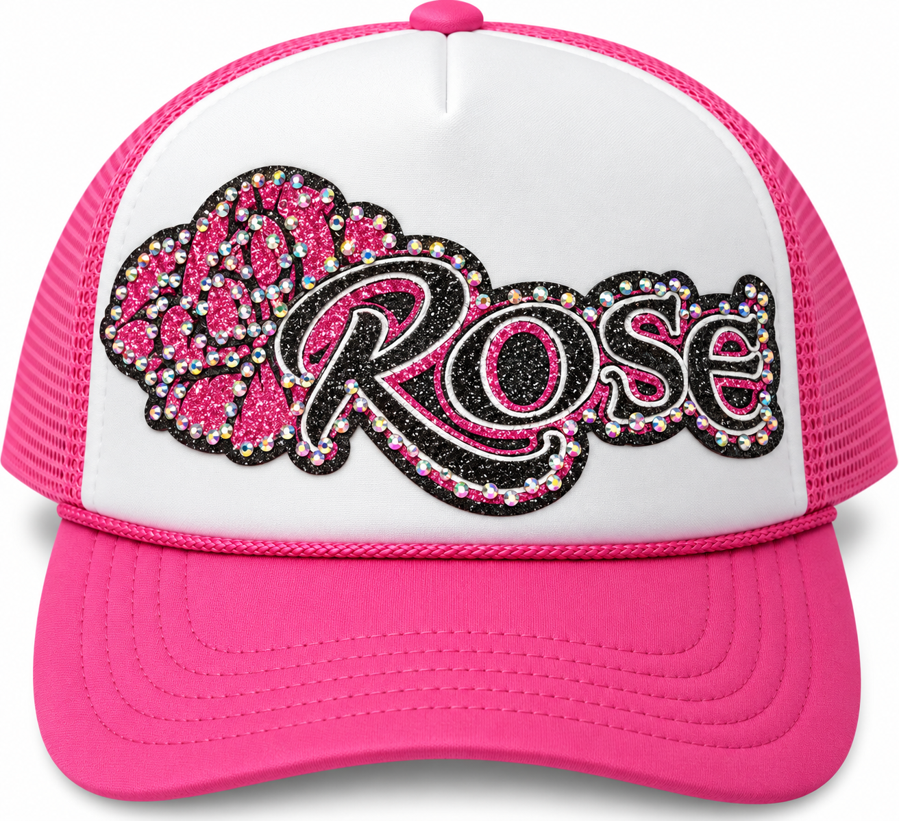 Rose - Rhinestone Applique Trucker Hat