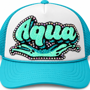 Aqua - Rhinestone Applique Trucker Hat